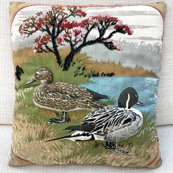 Mid Century Modern Duck Throw Pillow 12"X11" Cabin Lake Lodge Cottagecore nature - Picture 3 of 4
